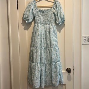 Poppy Kids Co Smocked Puffed sleeve Mom Hydrangea dress with pockets